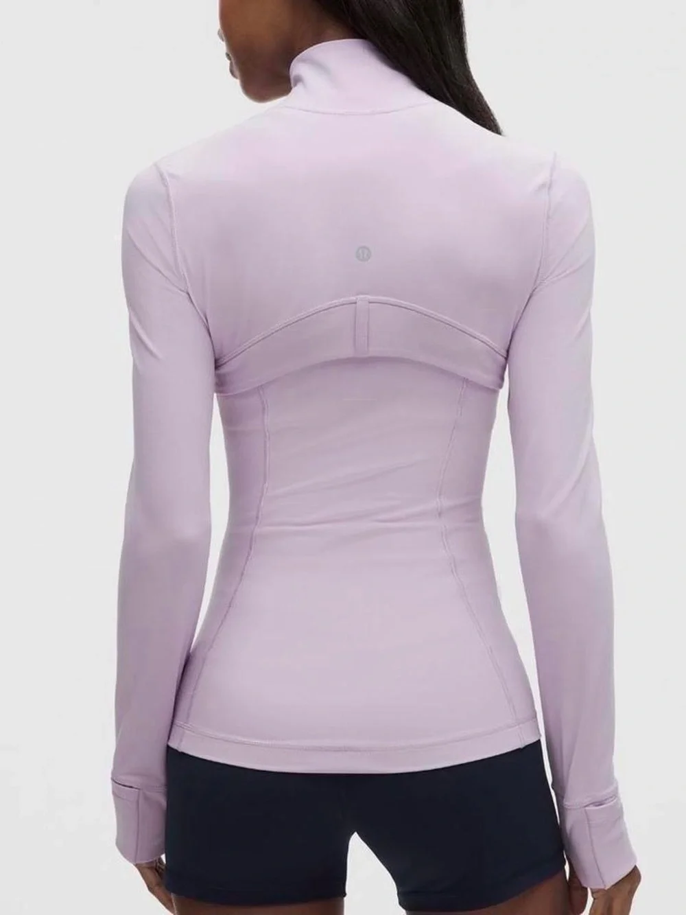 lululemon Define Jacket Nulu in Lilac with Accent Silver Mirror Zippers.